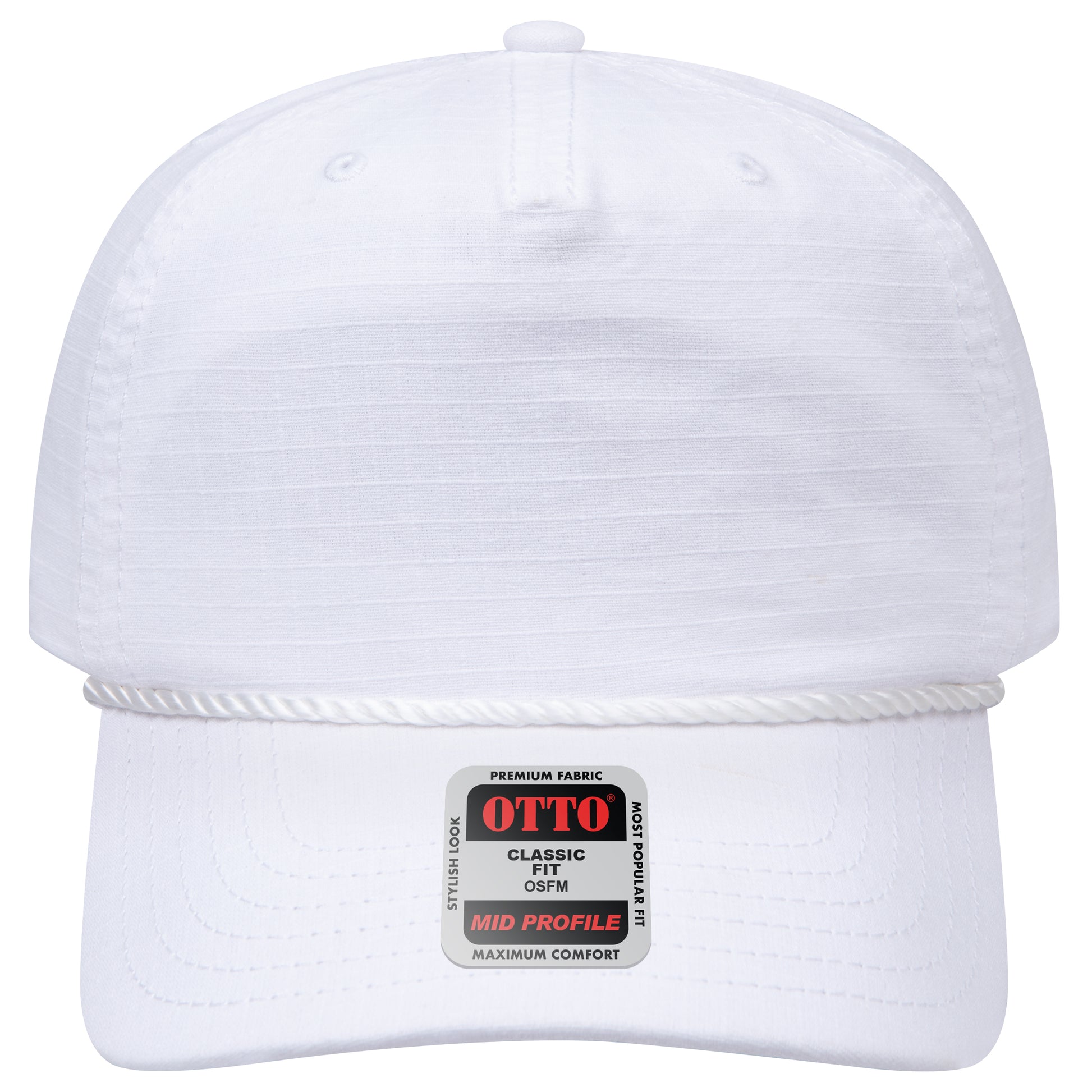 5-Panel Mid Profile Baseball Cap — Custom Leather Patch in White