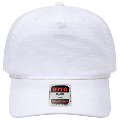 5-Panel Mid Profile Baseball Cap — Custom Leather Patch in White