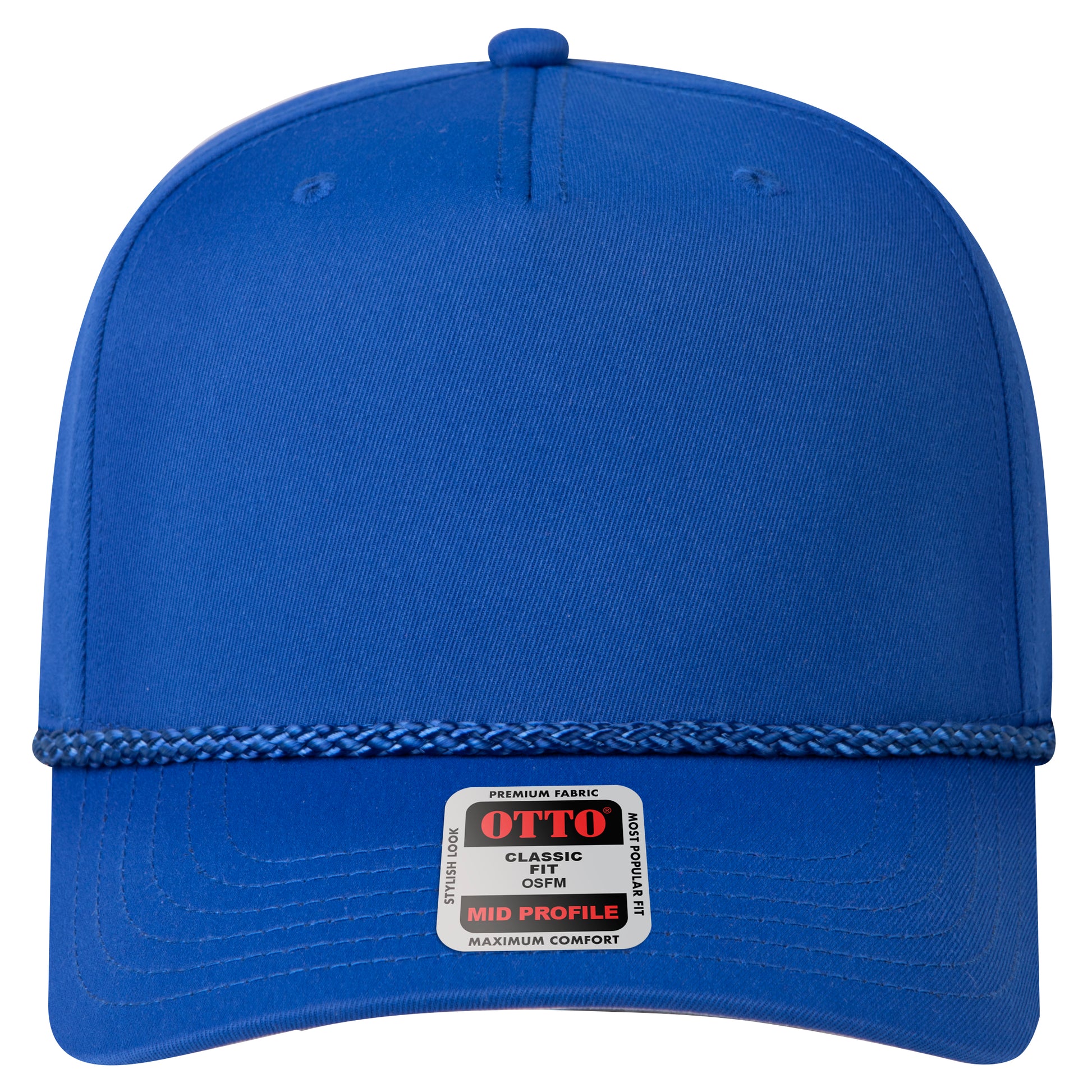 5-Panel Mid Profile Baseball Cap — Custom Leather Patch in Royal