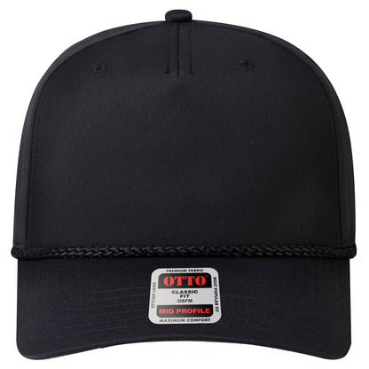 5-Panel Mid Profile Baseball Cap — Custom Leather Patch in Black