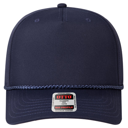 5-Panel Mid Profile Baseball Cap — Custom Leather Patch in Navy
