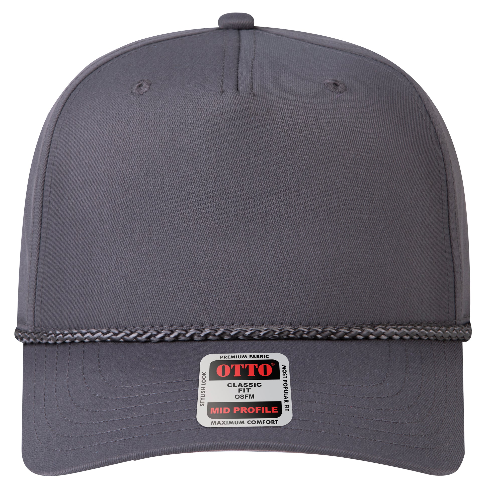 5-Panel Mid Profile Baseball Cap — Custom Leather Patch in Char. Gr