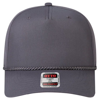 5-Panel Mid Profile Baseball Cap — Custom Leather Patch in Char. Gr