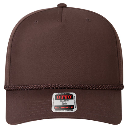 5-Panel Mid Profile Baseball Cap — Custom Leather Patch in Dk. Bro