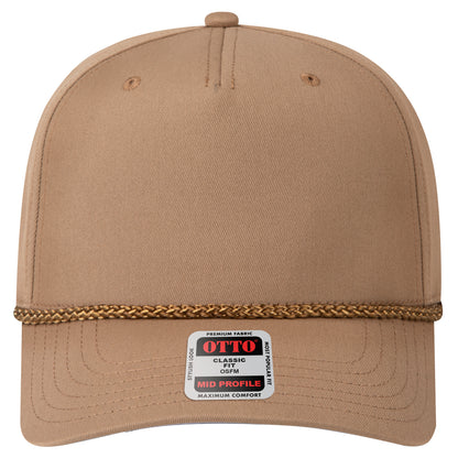 5-Panel Mid Profile Baseball Cap — Custom Leather Patch in Coyote
