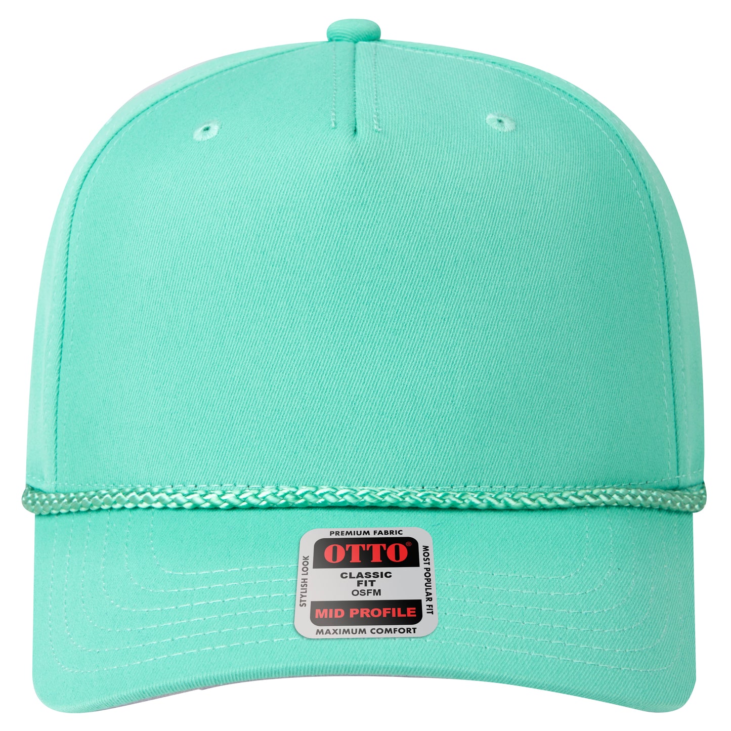 5-Panel Mid Profile Baseball Cap — Custom Leather Patch in Cactus