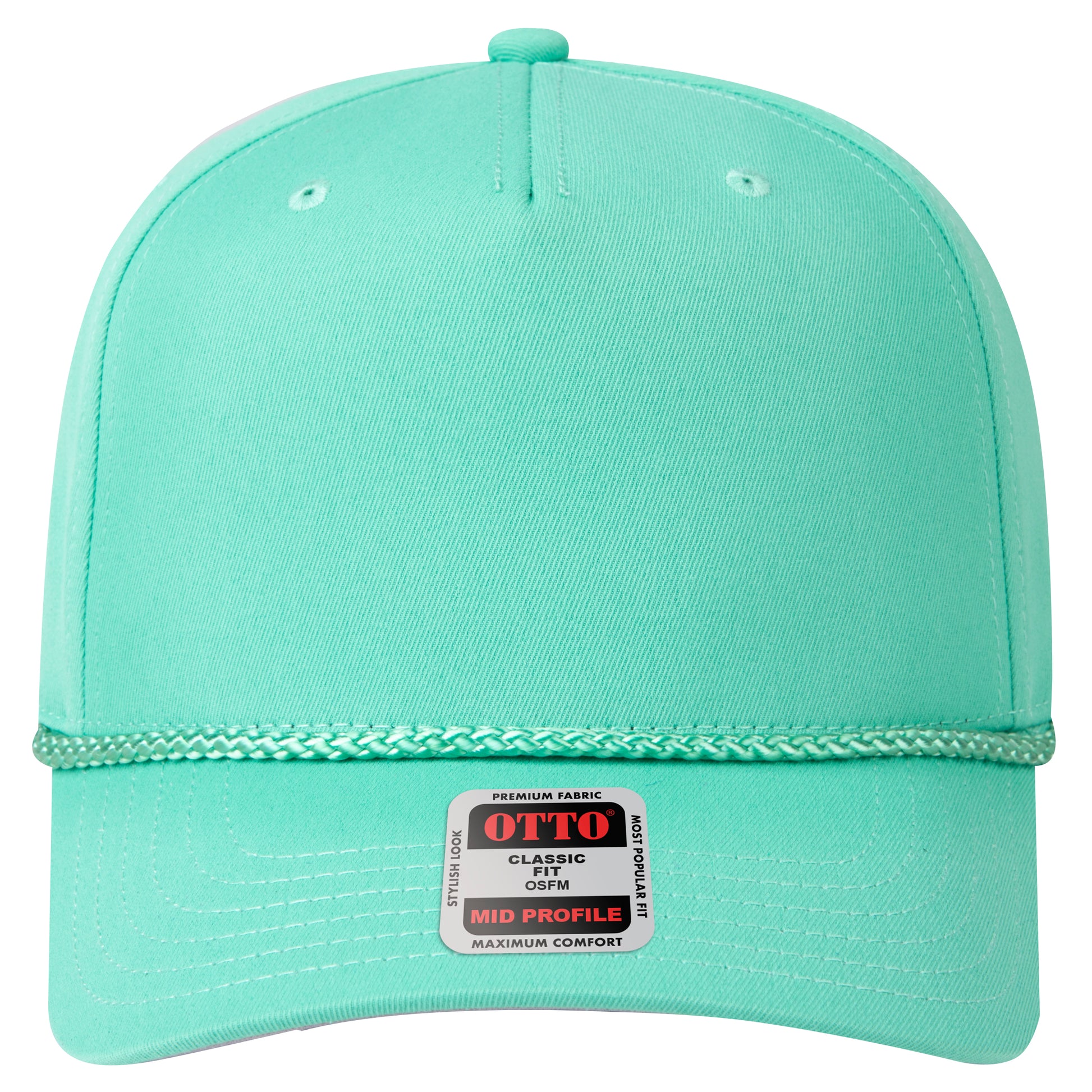 5-Panel Mid Profile Baseball Cap — Custom Leather Patch in Cactus