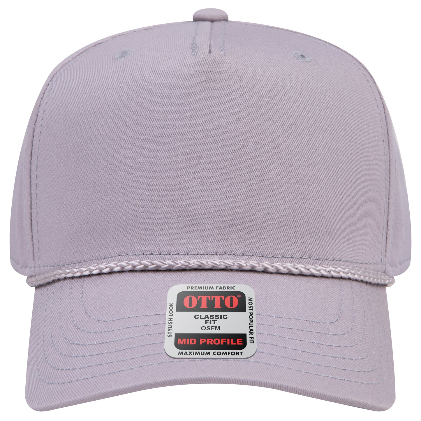 5-Panel Mid Profile Baseball Cap — Custom Leather Patch in Gray