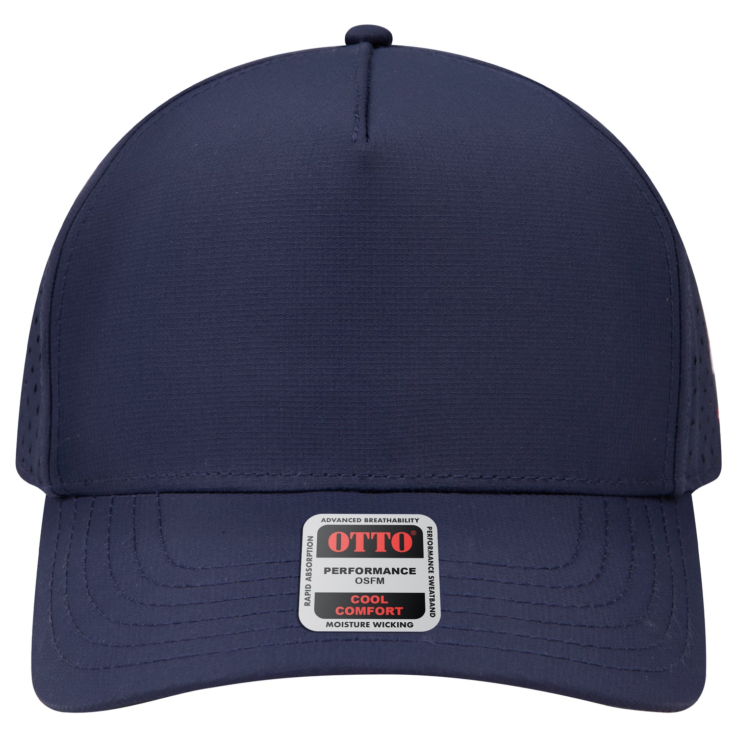 5-Panel Mid Profile Baseball Cap — Custom Leather Patch in Navy