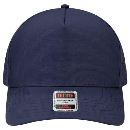 5-Panel Mid Profile Baseball Cap — Custom Leather Patch in Navy