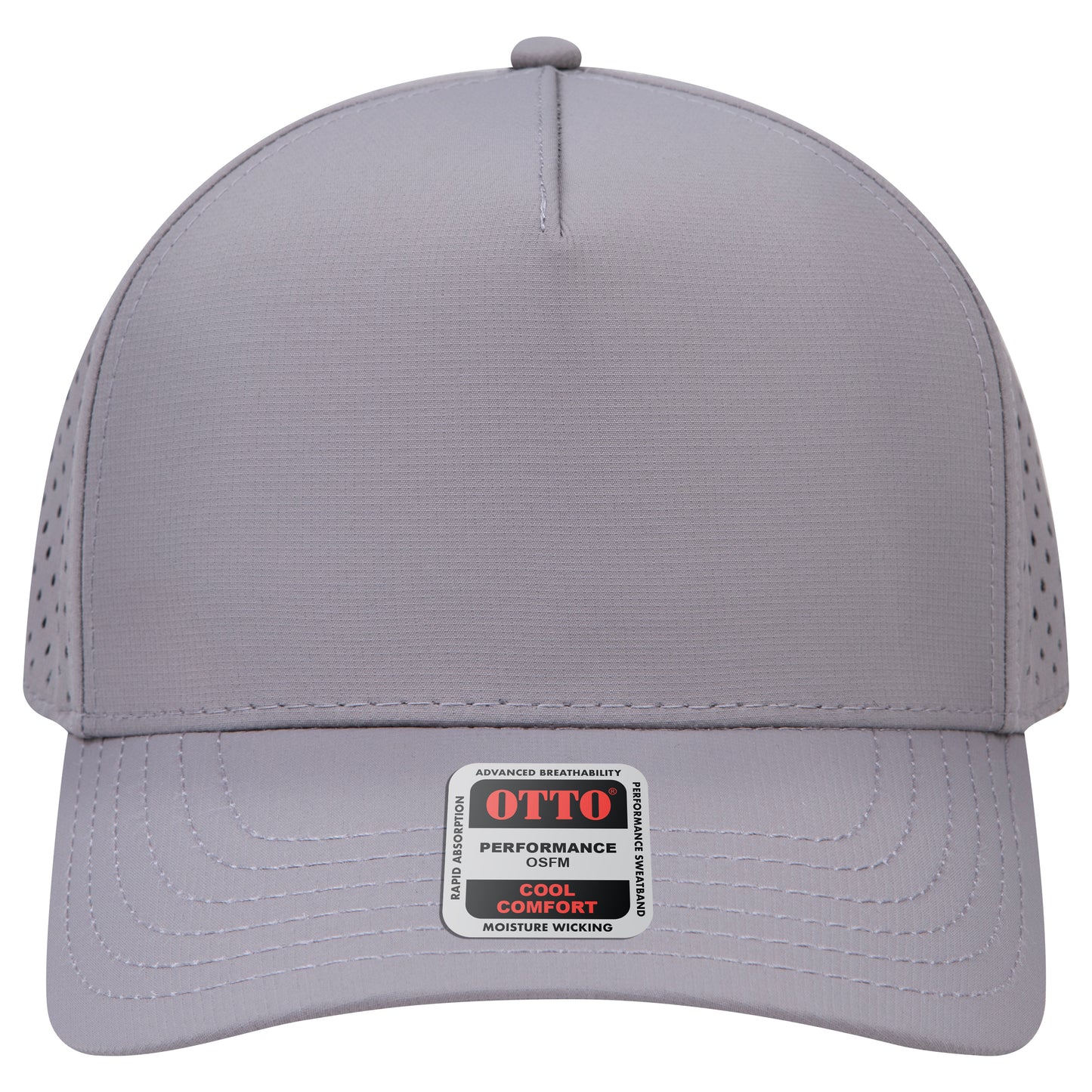 5-Panel Mid Profile Baseball Cap — Custom Leather Patch in Gray