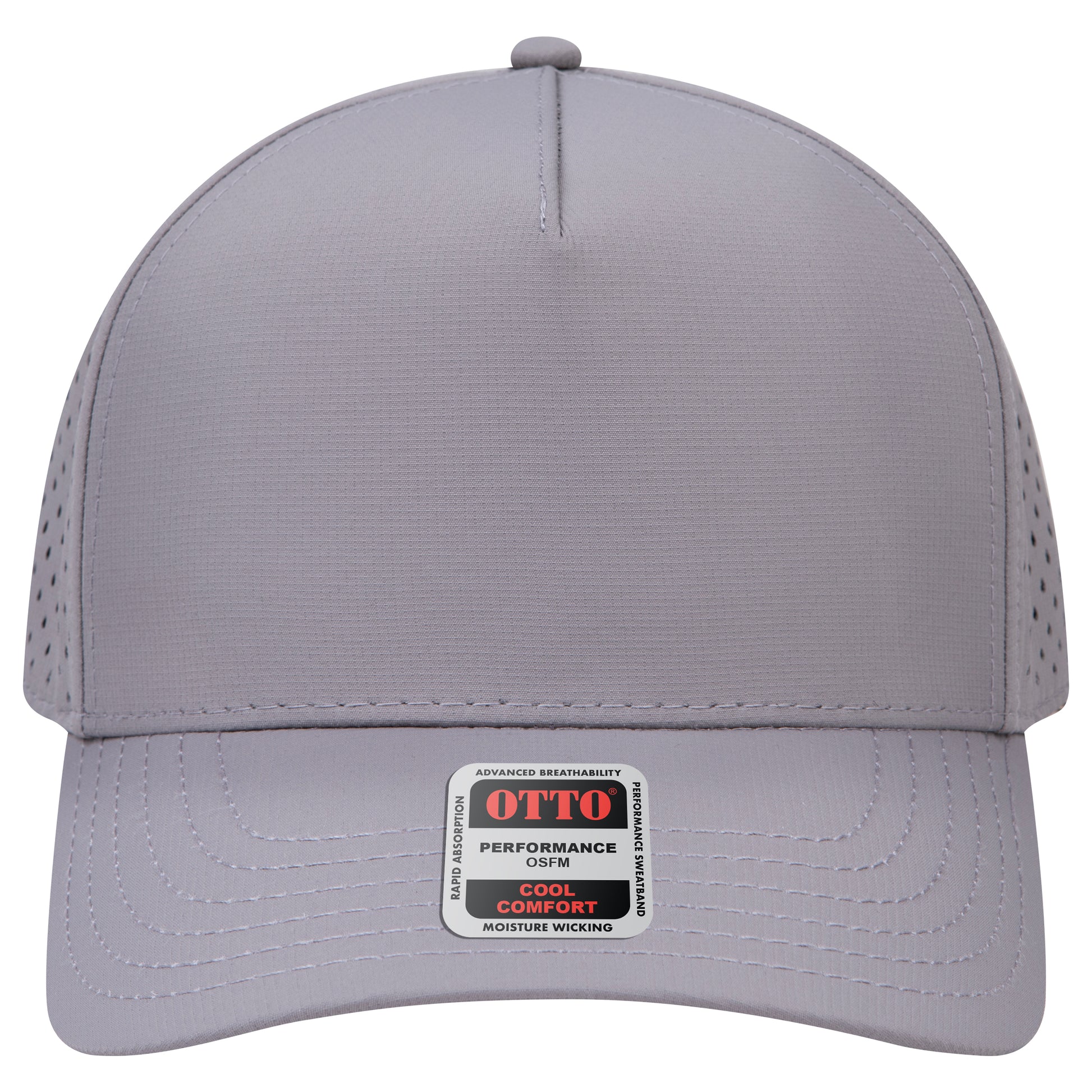 5-Panel Mid Profile Baseball Cap — Custom Leather Patch in Gray