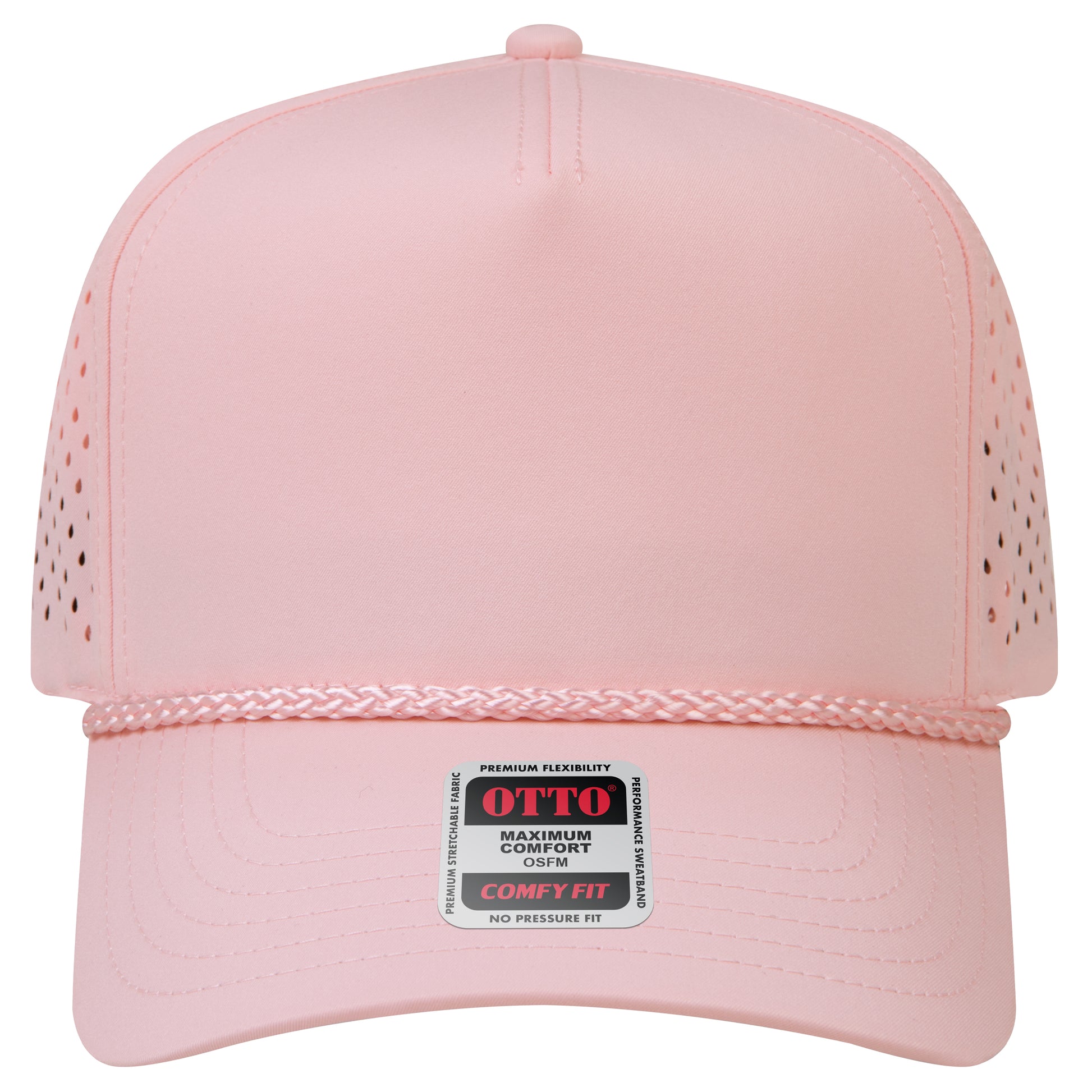 5-Panel Mid Profile Baseball Cap w/ Perforated — Stretch Comfort Fit — Custom Leather Patch in Soft Pin