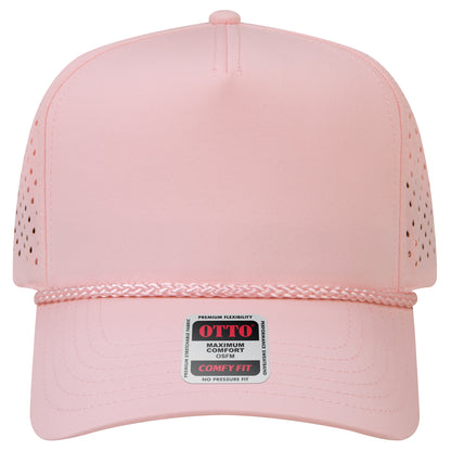 5-Panel Mid Profile Baseball Cap w/ Perforated — Stretch Comfort Fit — Custom Leather Patch in Soft Pin