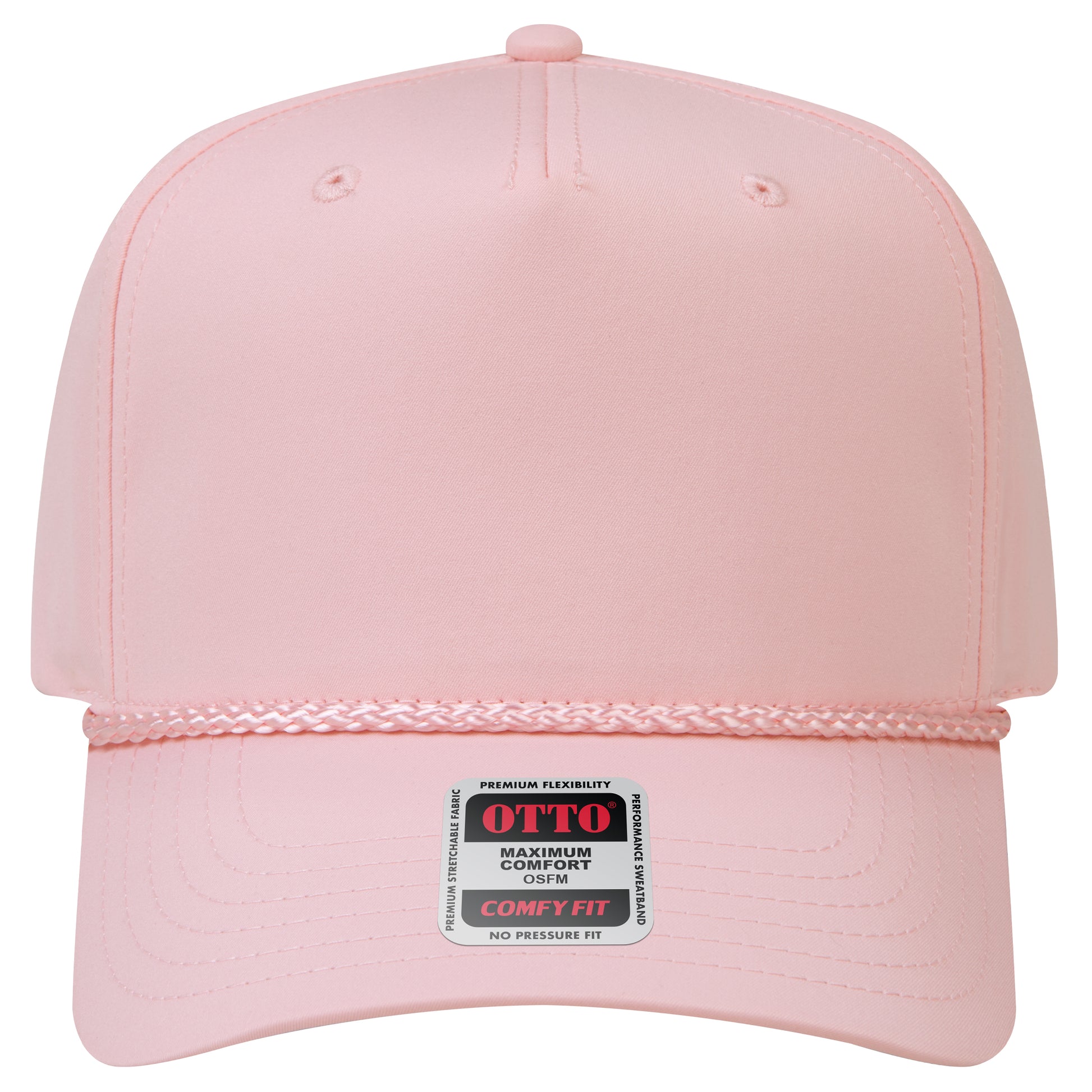 5-Panel Mid Profile Baseball Cap — Stretch Comfort Fit — Custom Leather Patch in Soft Pin