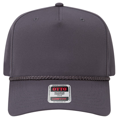 5-Panel Mid Profile Baseball Cap — Stretch Comfort Fit — Custom Leather Patch in Char. Gr