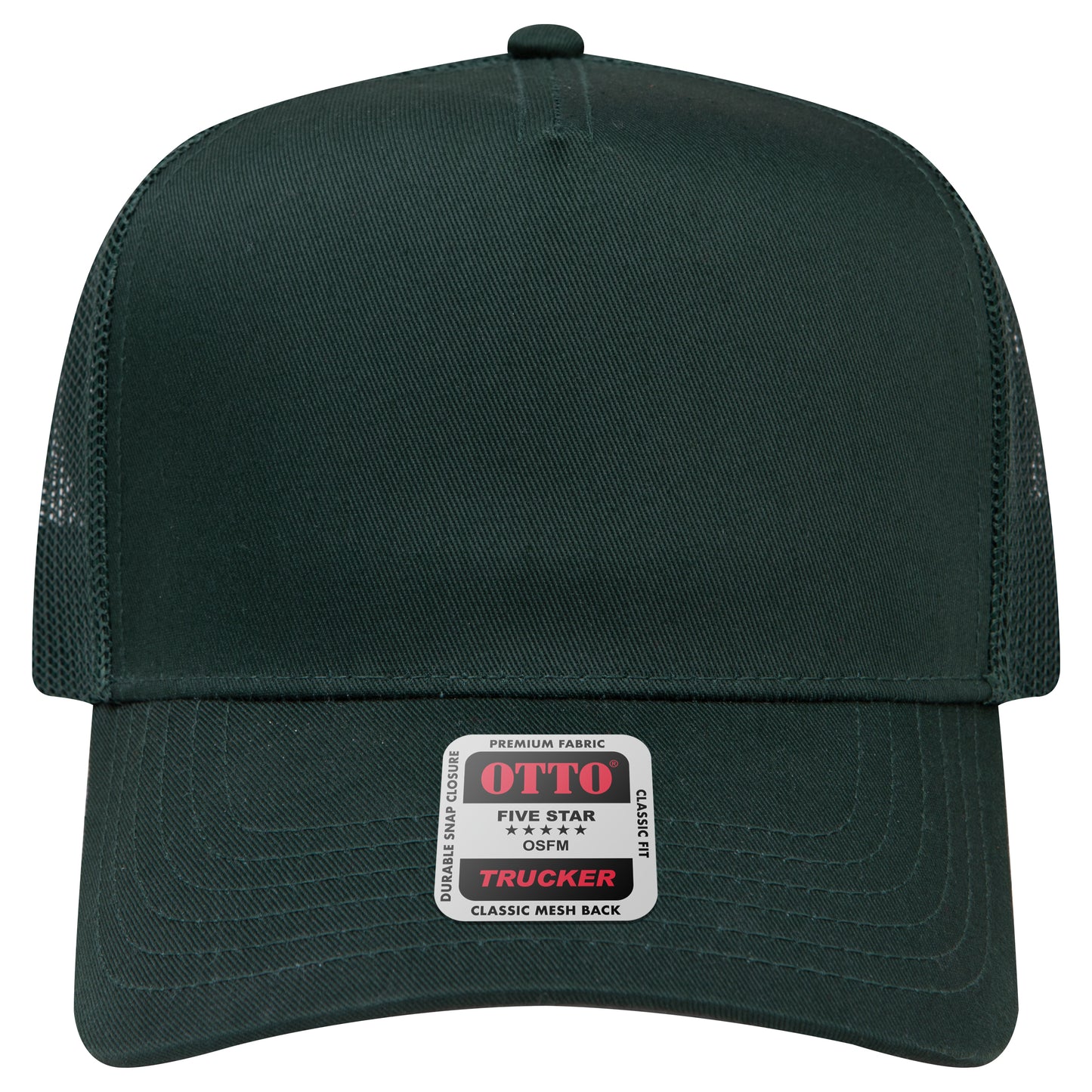 5-Panel Mid Profile Trucker Hat — Custom Leather Patch in Dk. Gre
