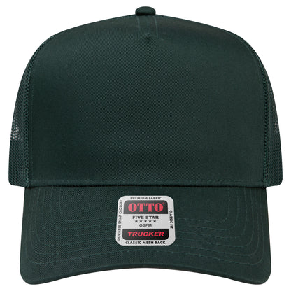 5-Panel Mid Profile Trucker Hat — Custom Leather Patch in Dk. Gre