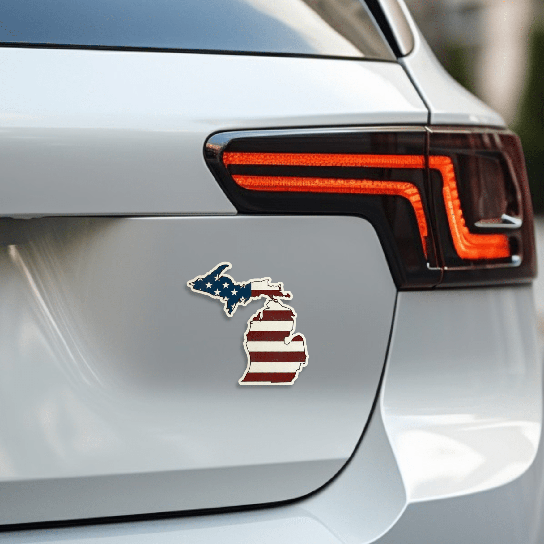 4" American Flag MI Acrylic Car Badge - Detroit Dry Goods