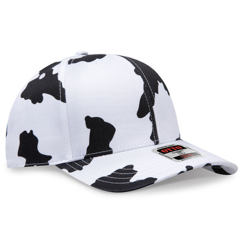 6-Panel Mid Profile Baseball Cap — Cow Print