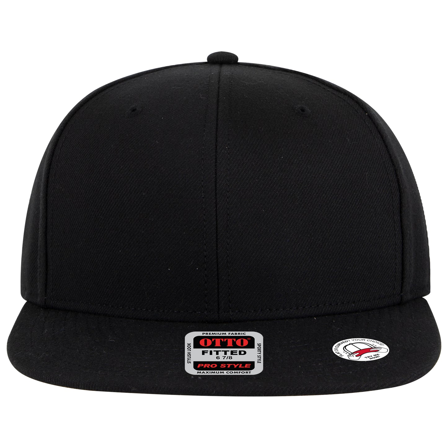 6-Panel Classic Baseball Cap — Fitted — Custom Leather Patch in Black