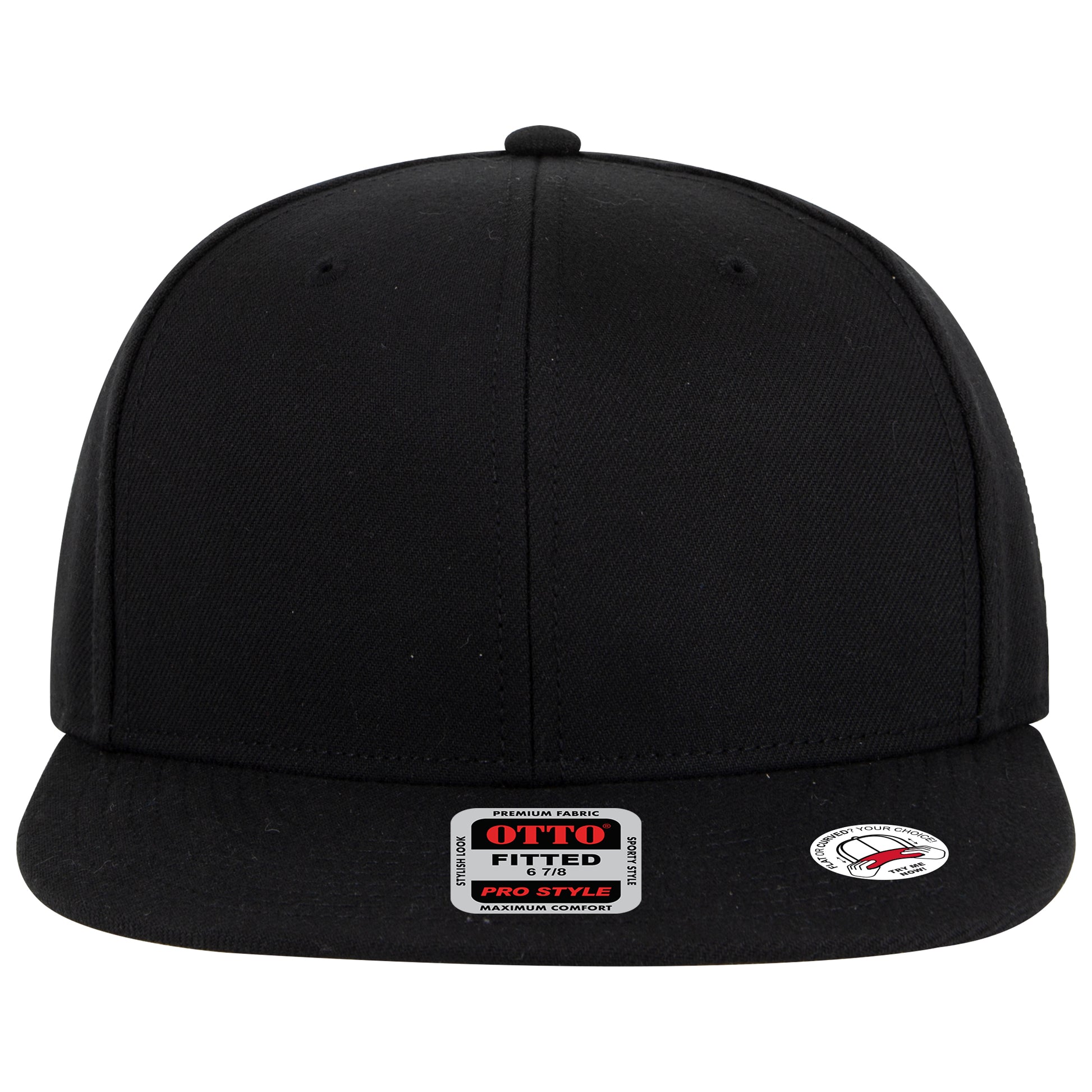 6-Panel Classic Baseball Cap — Fitted — Custom Leather Patch in Black