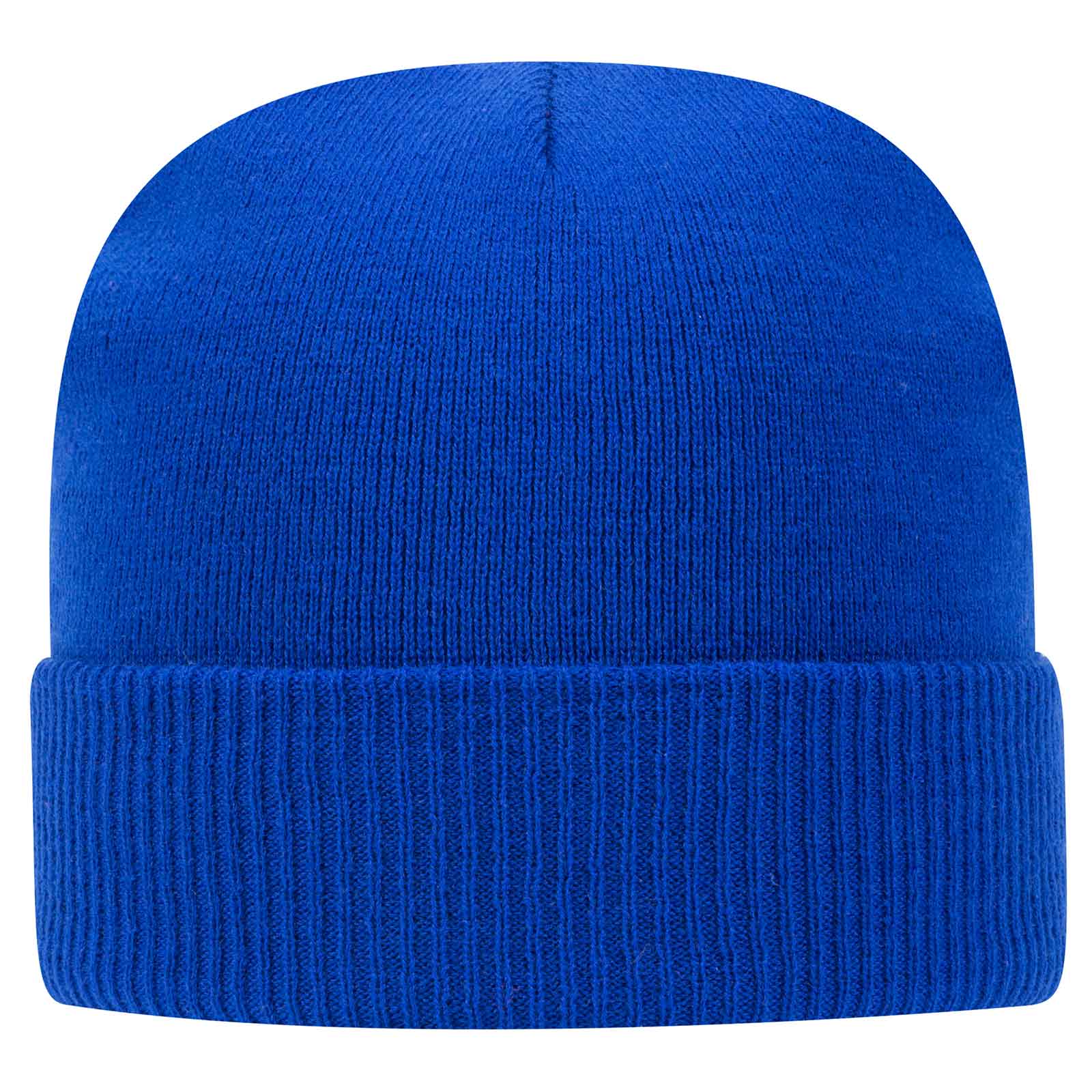 Knit Beanie — Custom Leather Patch in Royal