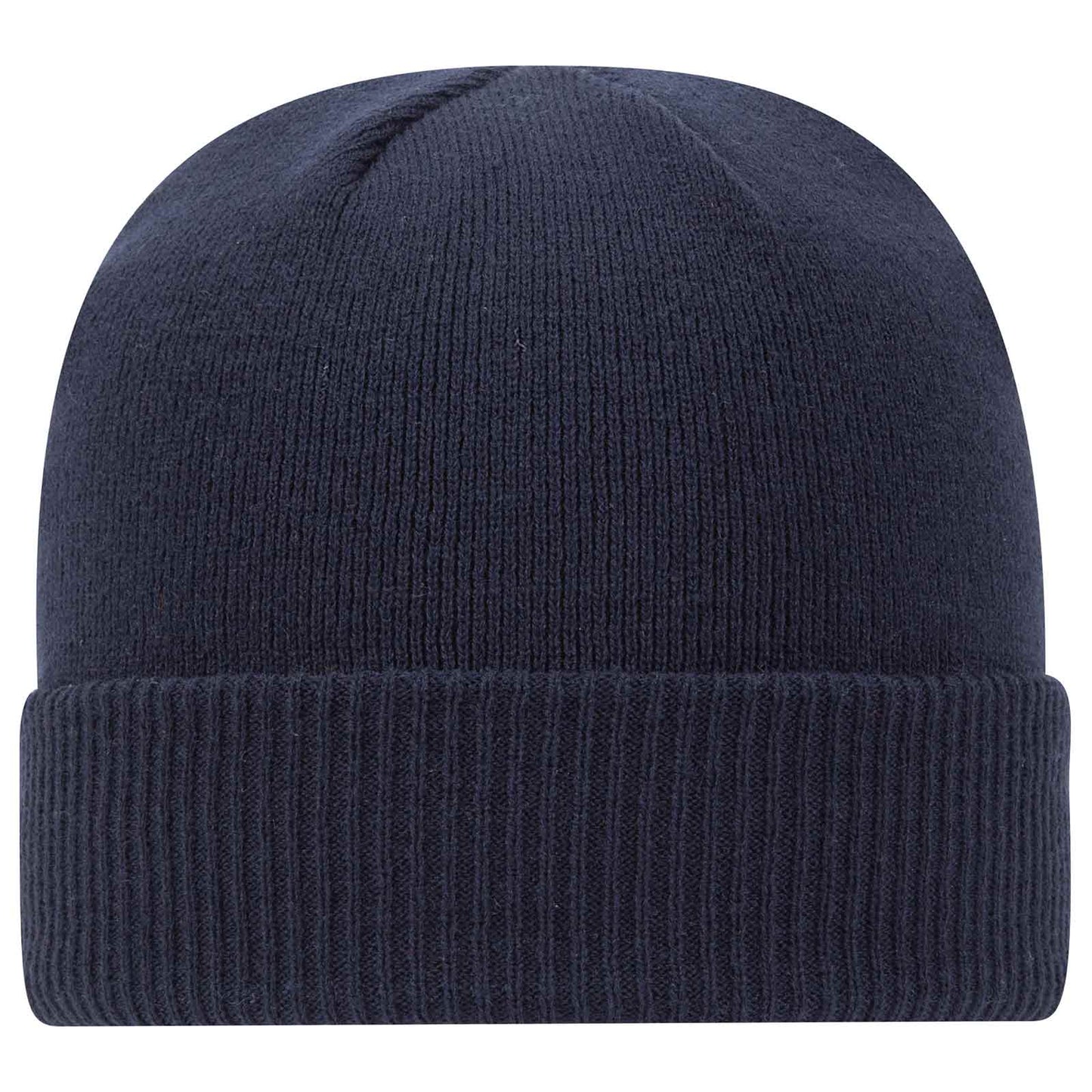 Knit Beanie — Custom Leather Patch in Navy