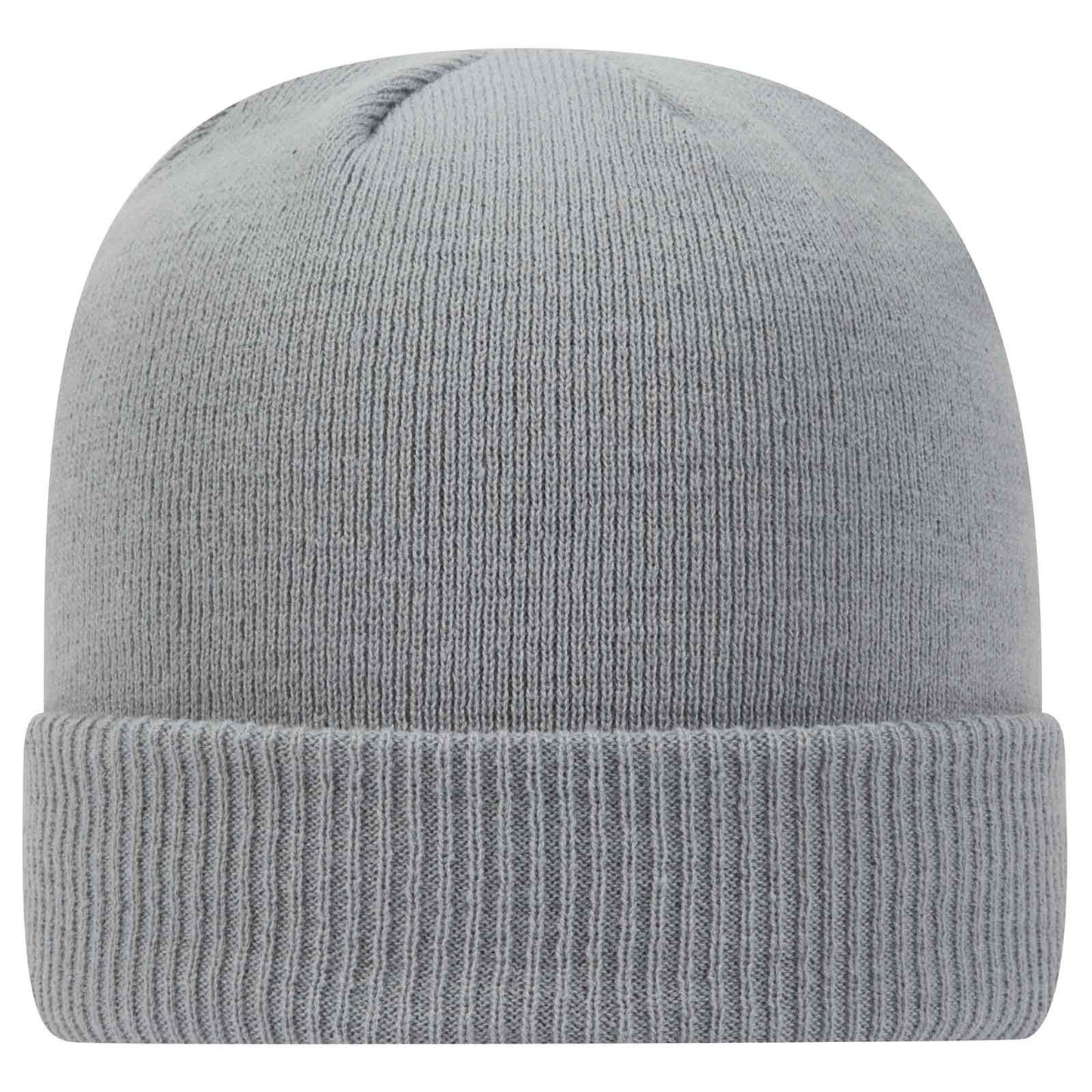 Knit Beanie — Custom Leather Patch in Gray