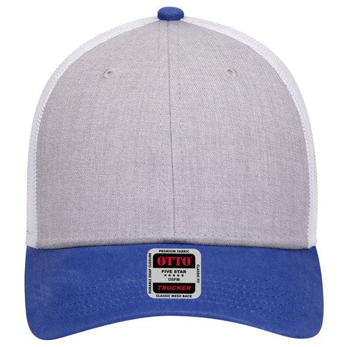6-Panel Low Profile Mesh Back Trucker Hat — Tri-Color (Adult)
