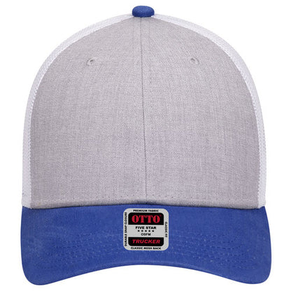 6-Panel Low Profile Mesh Back Trucker Hat — Tri-Color (Adult)