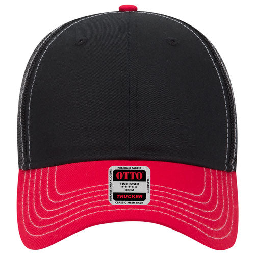 OTTO 83-1239 6-Panel Low Profile Mesh Back Trucker Hat — Crown Split (Adult)