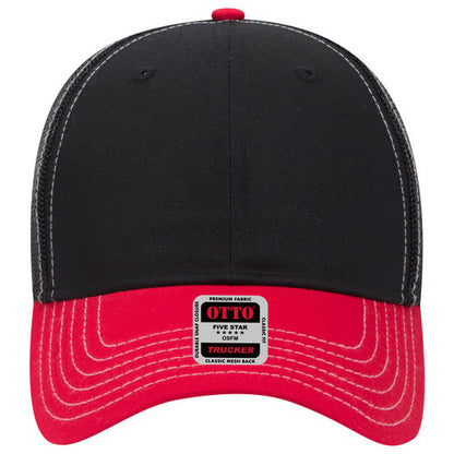 OTTO 83-1239 6-Panel Low Profile Mesh Back Trucker Hat — Crown Split (Adult)