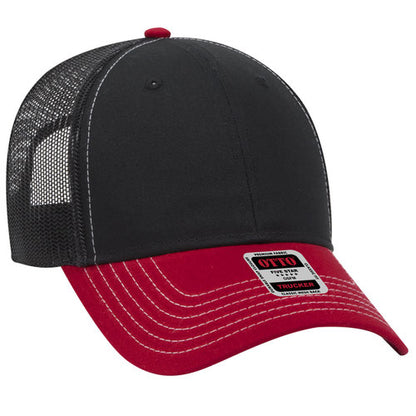 OTTO 83-1239 6-Panel Low Profile Mesh Back Trucker Hat — Crown Split (Adult)