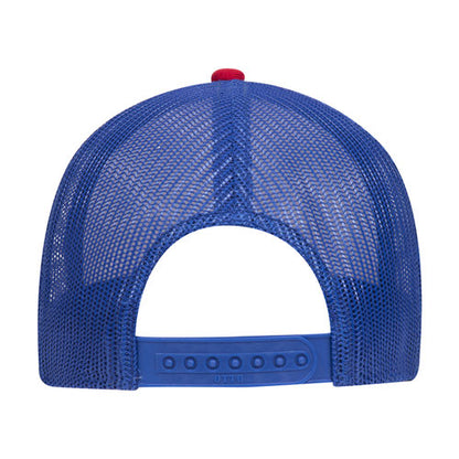 6-Panel Low Profile Mesh Back Trucker Hat — Tri-Color (Adult)