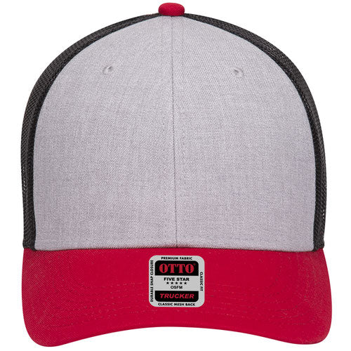 6-Panel Low Profile Mesh Back Trucker Hat — Tri-Color (Adult)