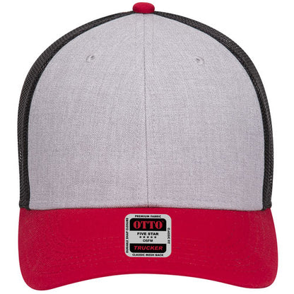 6-Panel Low Profile Mesh Back Trucker Hat — Tri-Color (Adult)