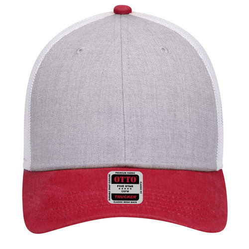 6-Panel Low Profile Mesh Back Trucker Hat — Tri-Color (Adult)