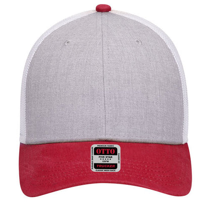 6-Panel Low Profile Mesh Back Trucker Hat — Tri-Color (Adult)