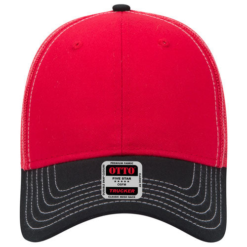 OTTO 83-1239 6-Panel Low Profile Mesh Back Trucker Hat — Crown Split (Adult)