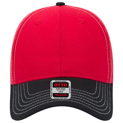OTTO 83-1239 6-Panel Low Profile Mesh Back Trucker Hat — Crown Split (Adult)