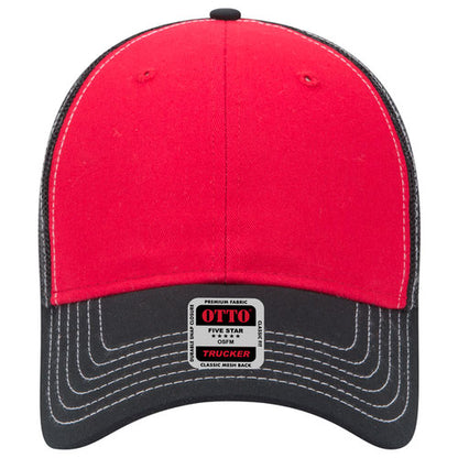 OTTO 83-1239 6-Panel Low Profile Mesh Back Trucker Hat — Front Split (Adult)
