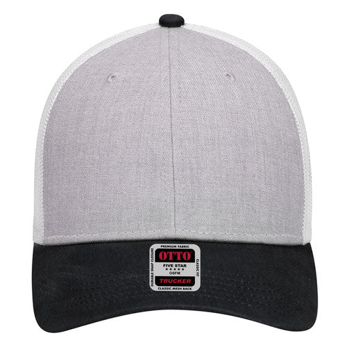 6-Panel Low Profile Mesh Back Trucker Hat — Tri-Color (Adult)