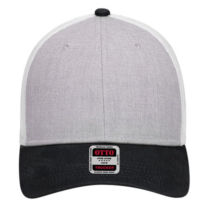 6-Panel Low Profile Mesh Back Trucker Hat — Tri-Color (Adult)