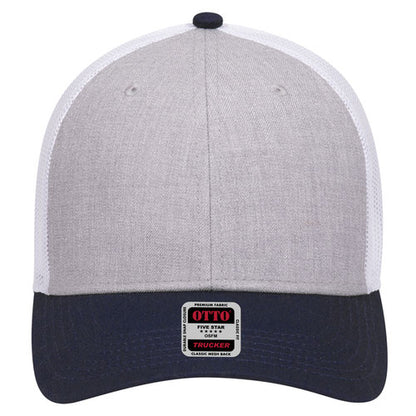 6-Panel Low Profile Mesh Back Trucker Hat — Tri-Color (Adult)