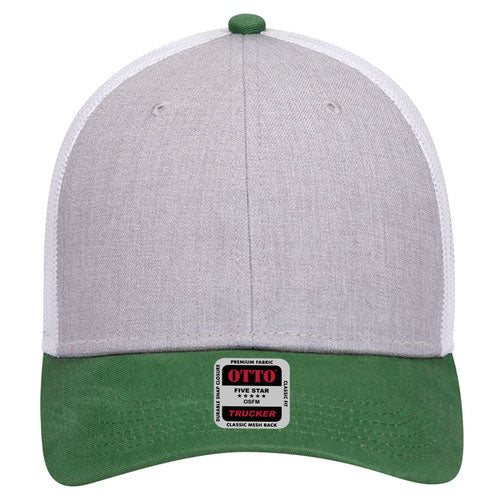 6-Panel Low Profile Mesh Back Trucker Hat — Tri-Color (Adult)