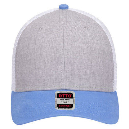 6-Panel Low Profile Mesh Back Trucker Hat — Tri-Color (Adult)