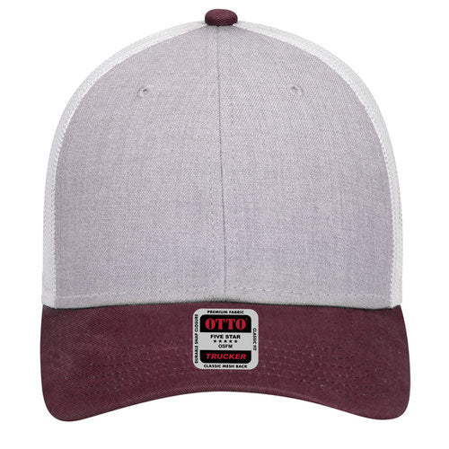 6-Panel Low Profile Mesh Back Trucker Hat — Tri-Color (Adult)