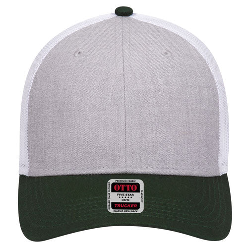 6-Panel Low Profile Mesh Back Trucker Hat — Tri-Color (Adult)