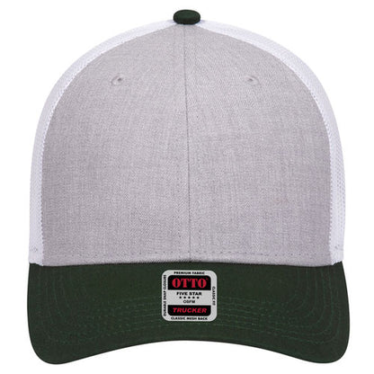 6-Panel Low Profile Mesh Back Trucker Hat — Tri-Color (Adult)